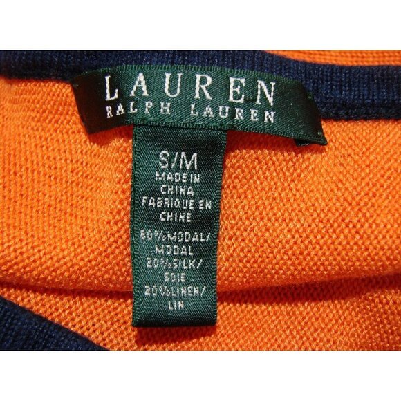Lauren Ralph Lauren Orange Oversized Boxed Side Button Sweater Small Fit Like 1X - Picture 5 of 11